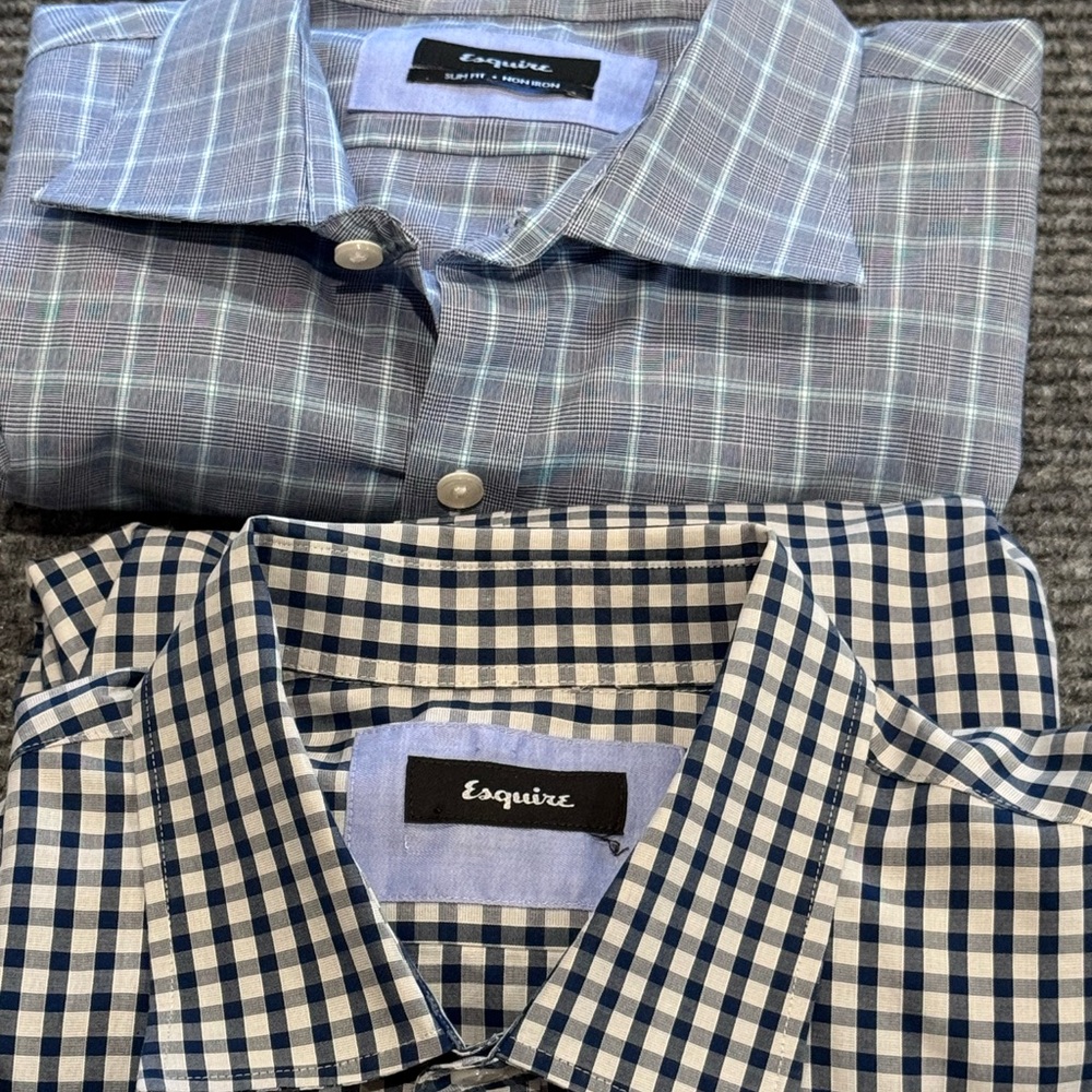 Lot of 2- Esquire Button up dress shirts 16.5 Neck NWOT